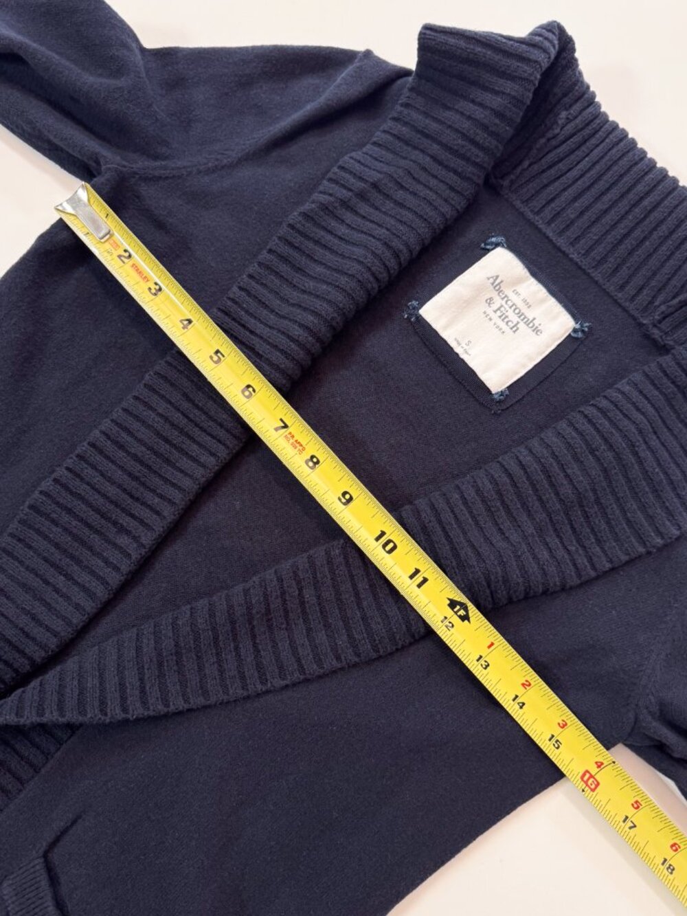 2010s VTG A&F "Ezra" Chunky Ribbed Shawl Collar Cardigan Navy Blue Small Preppy - Picture 10 of 16